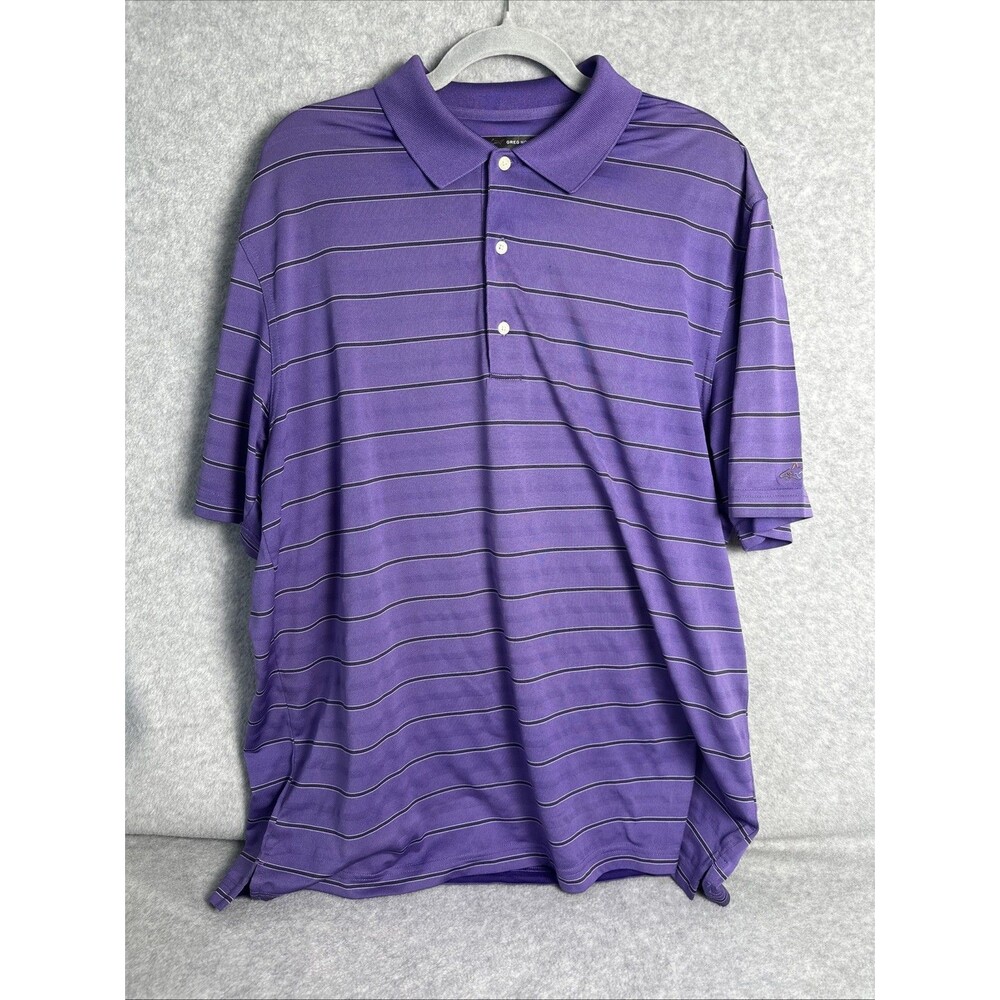 Greg Norman Performance Polo Men's XL Purple Stripe Golf Preppy ~ Spring Summer